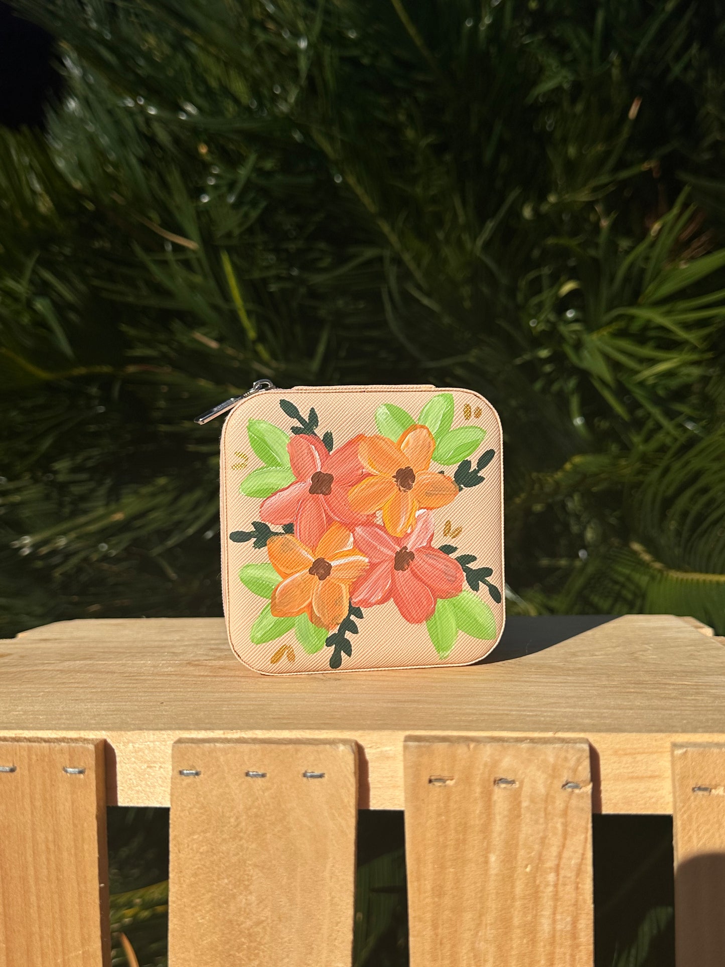 Orange floral jewelry box