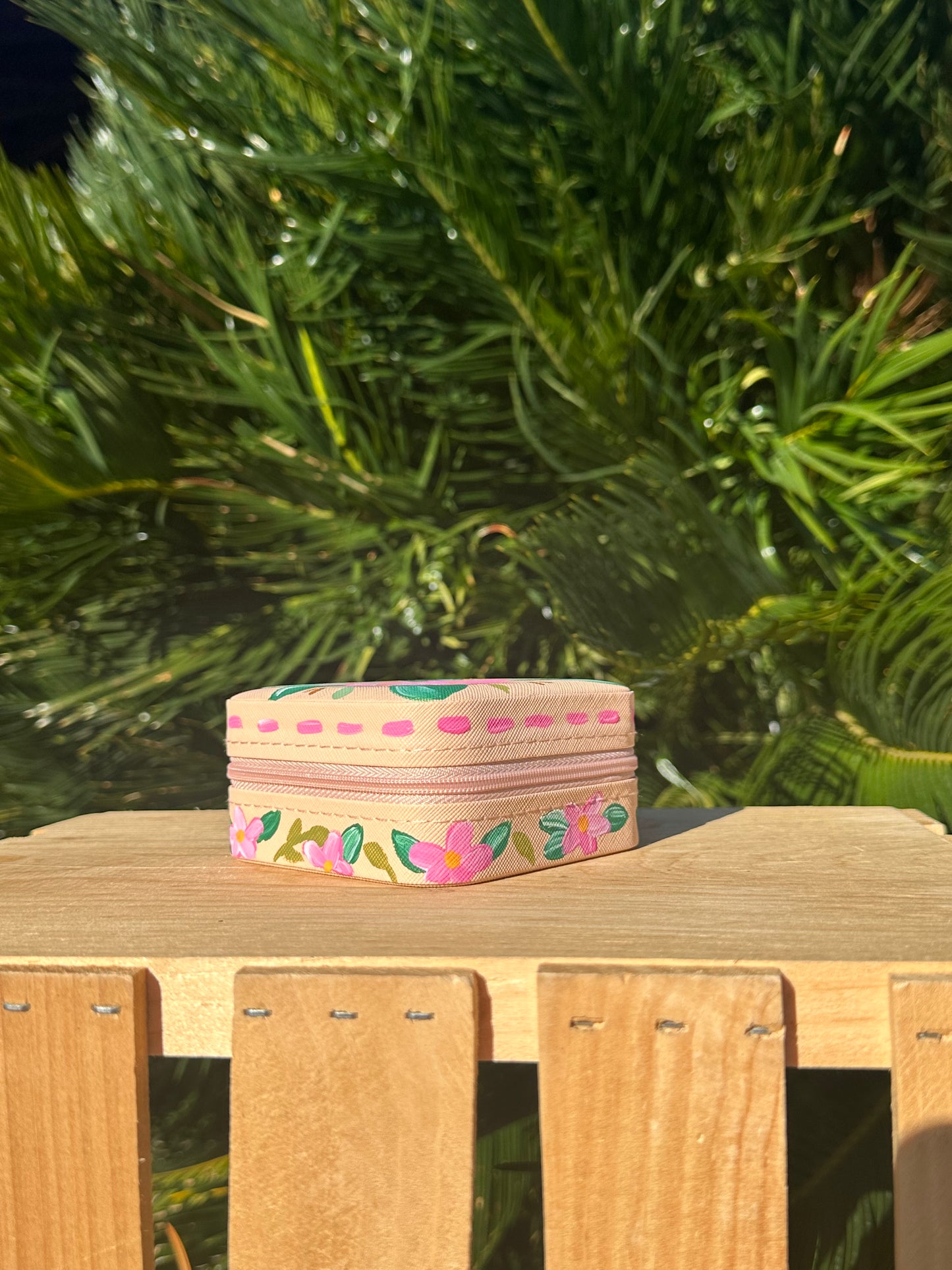 Pink floral jewelry box