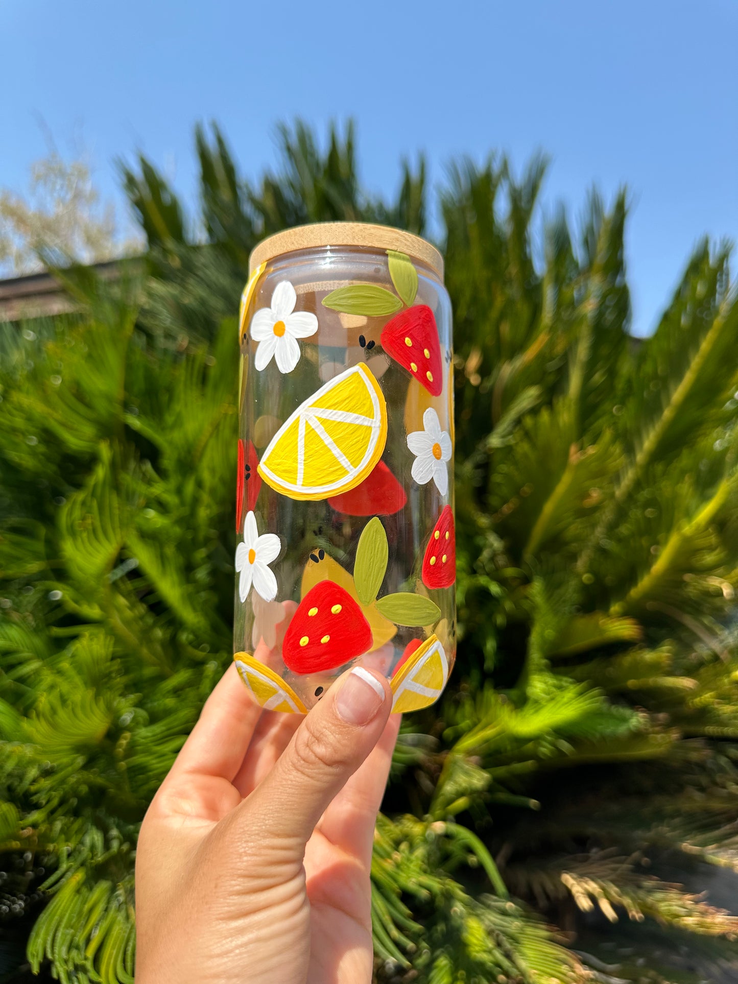 16 oz Lemon, Daisy & Strawberry cup