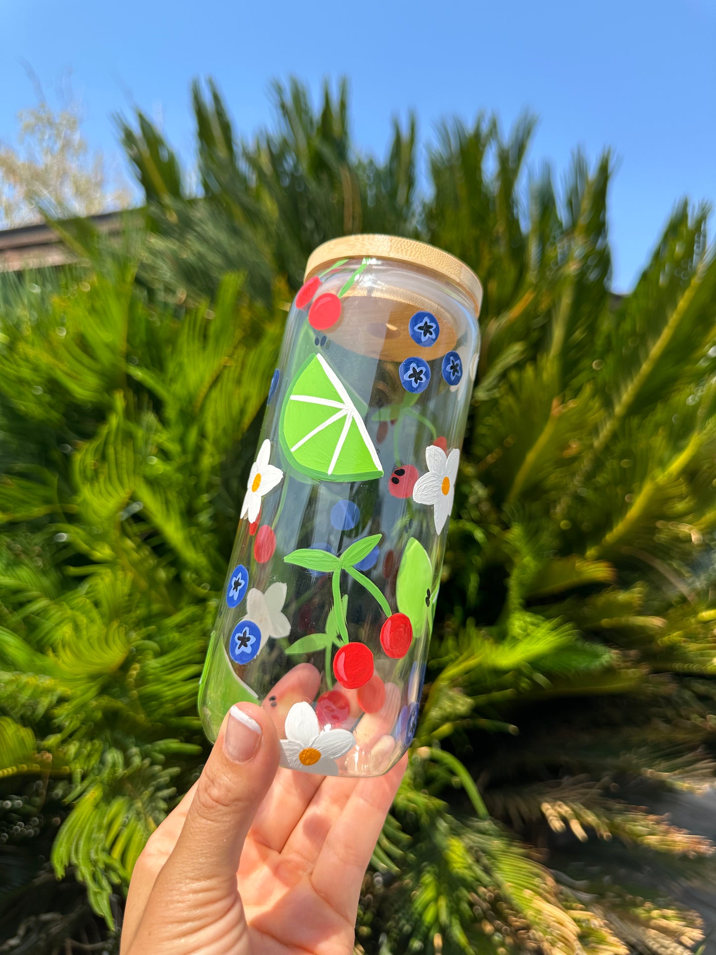 20 oz Blueberry, Cherry, Daisy, & Lime Fruit cup