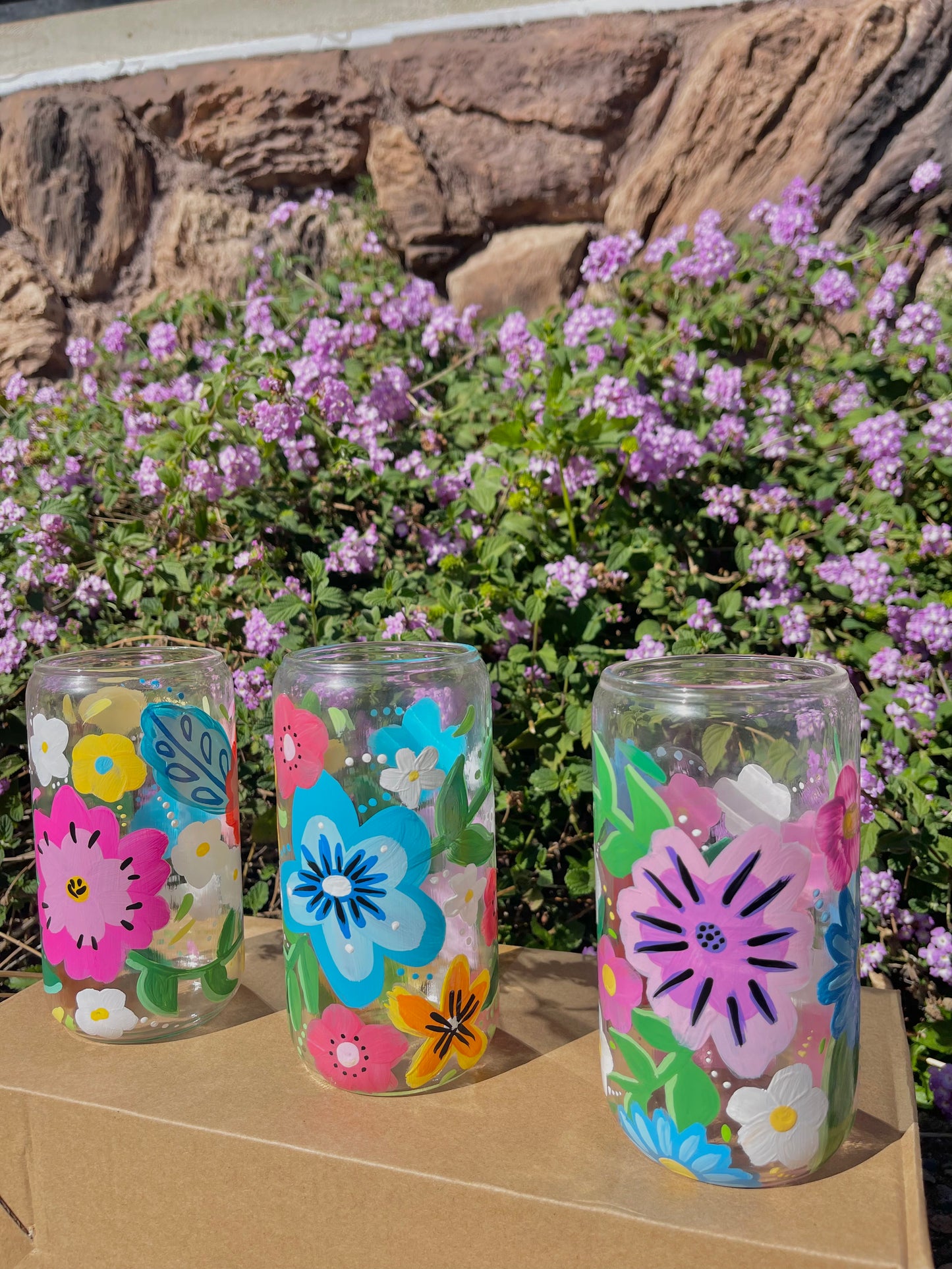 Glass Floral cups