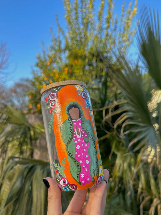 Our lady of Guadalupe cups green & pink